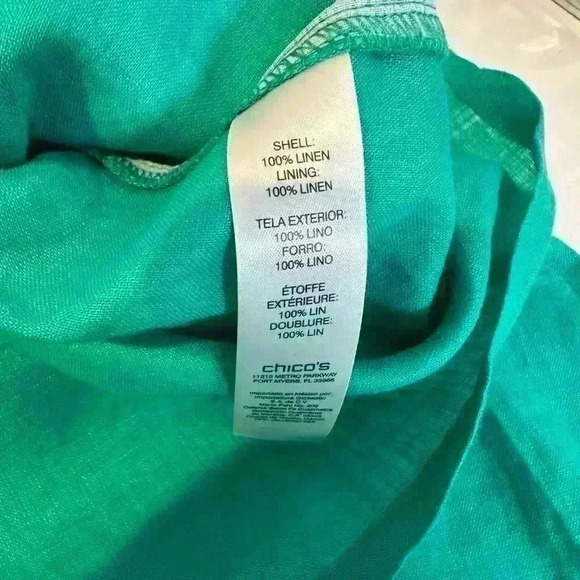 NWT Chico’s 100% Linen Side-Slit Tunic in Congo Green (Size XL/3) - Picture 11 of 16